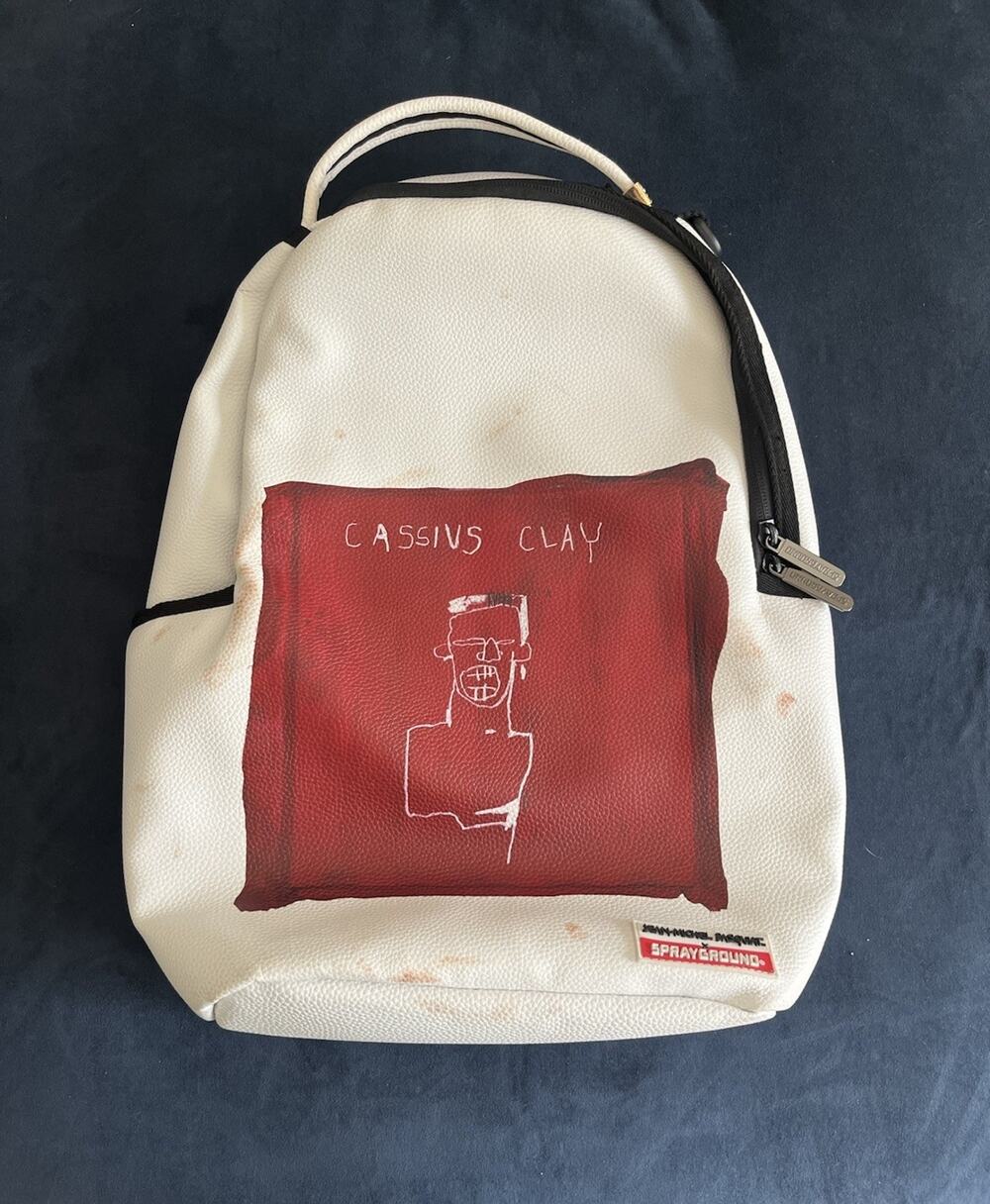 Sprayground x Jean-Michel Basquiat Cassius Clay Backpack White Red Bag *Read